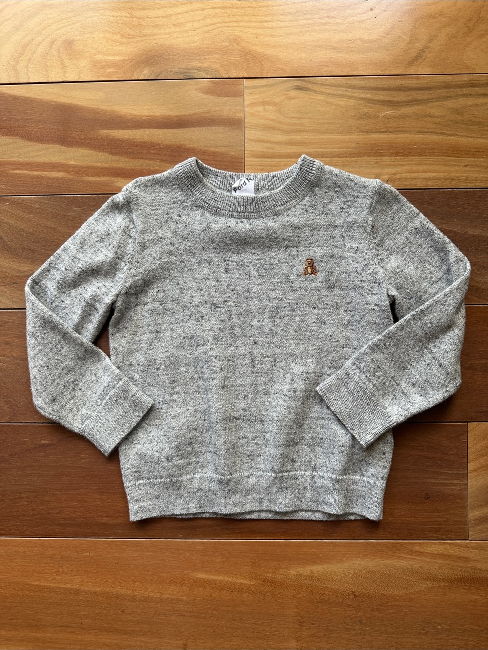 GAP Kids Heather Gray Crewneck Sweater with Bear Emblem 3T